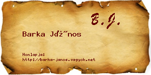 Barka János névjegykártya